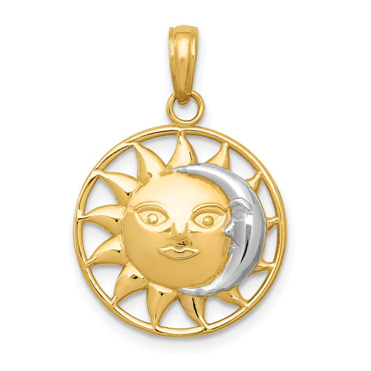 14k Yellow u0026 Rhodium Gold and Rhodium Sun and Moon Charm
