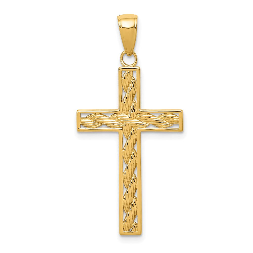 14k Yellow Gold Rope Cross Pendant