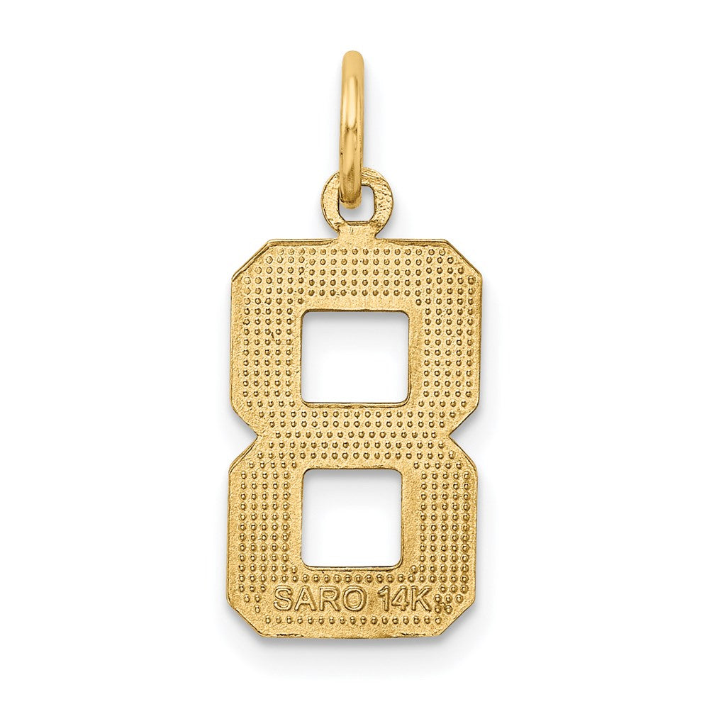 14k Yellow Gold Medium Diamond-cut Number 8 Charm