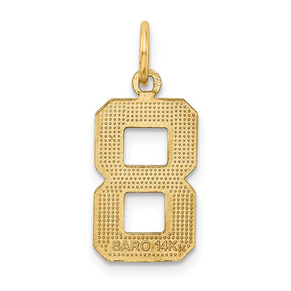 14k Yellow Gold Medium Diamond-cut Number 8 Charm