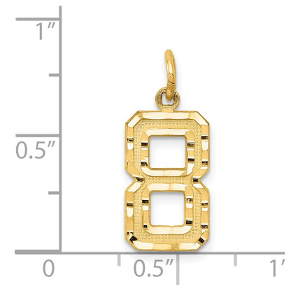 14k Yellow Gold Medium Diamond-cut Number 8 Charm