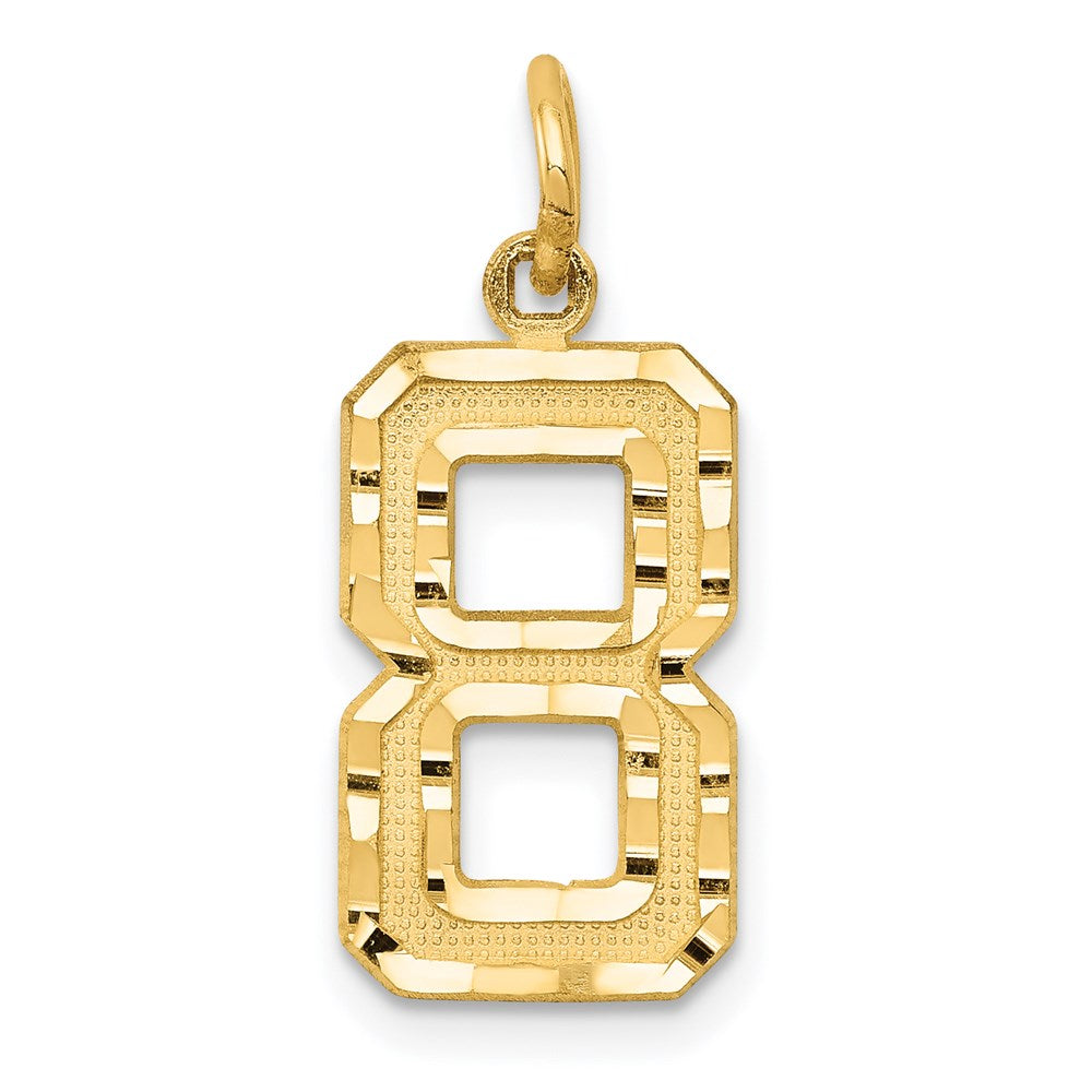 14k Yellow Gold Medium Diamond-cut Number 8 Charm