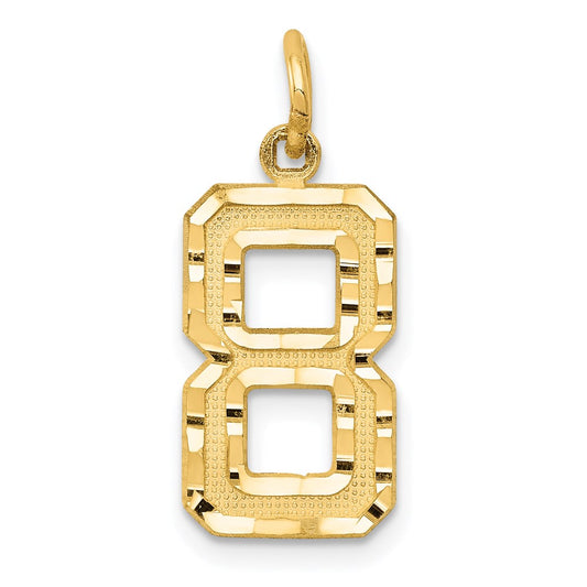 14k Yellow Gold Medium Diamond-cut Number 8 Charm
