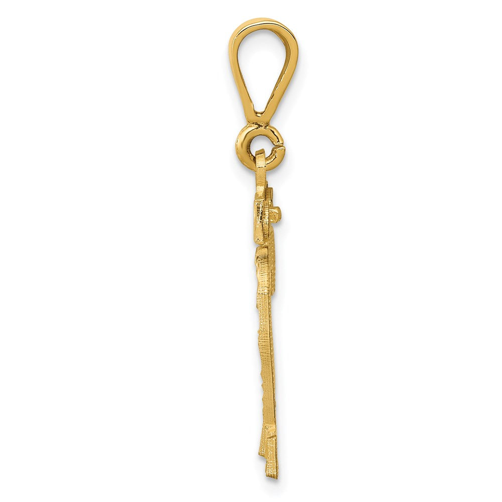 14k Yellow Gold Medium Diamond-cut Number 22 Charm
