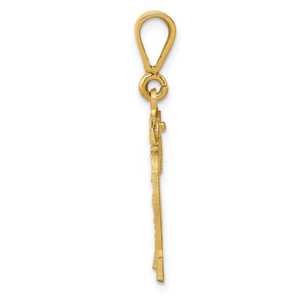 14k Yellow Gold Medium Diamond-cut Number 22 Charm