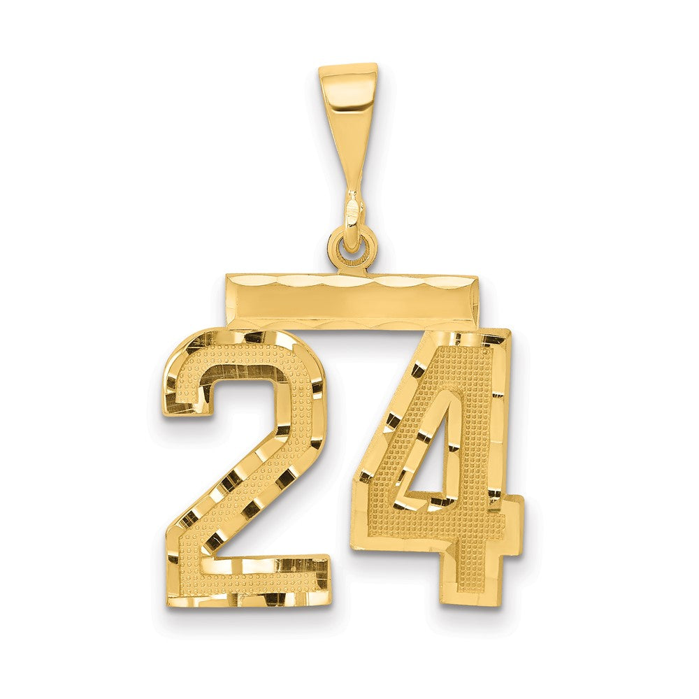 14k Yellow Gold Medium Diamond-cut Number 24 Charm
