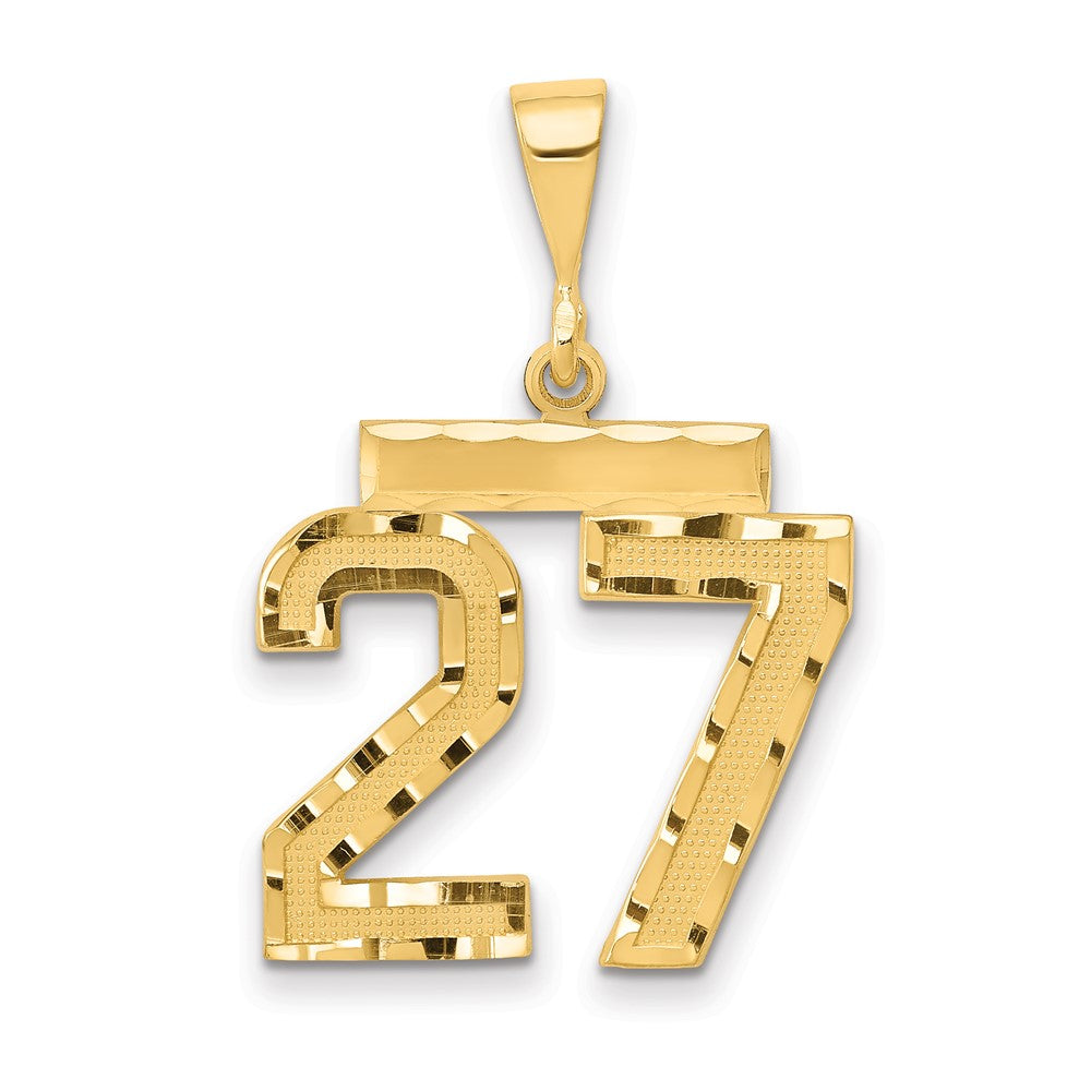 14k Yellow Gold Medium Diamond-cut Number 27 Charm