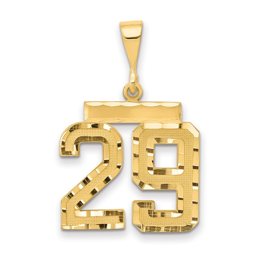 14k Yellow Gold Medium Diamond-cut Number 29 Charm