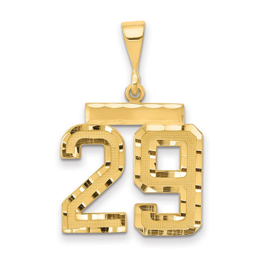 14k Yellow Gold Medium Diamond-cut Number 29 Charm