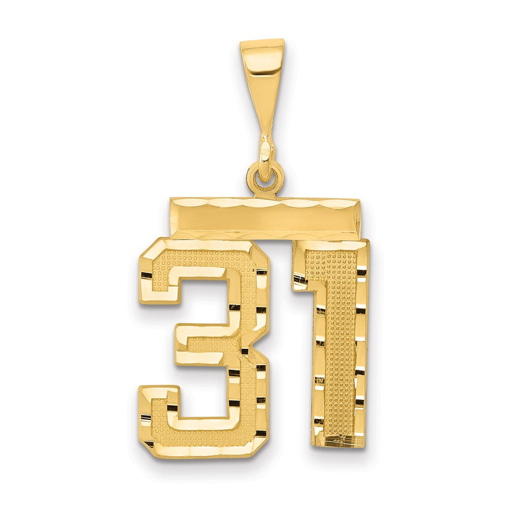 14k Yellow Gold Medium Diamond-cut Number 31 Charm