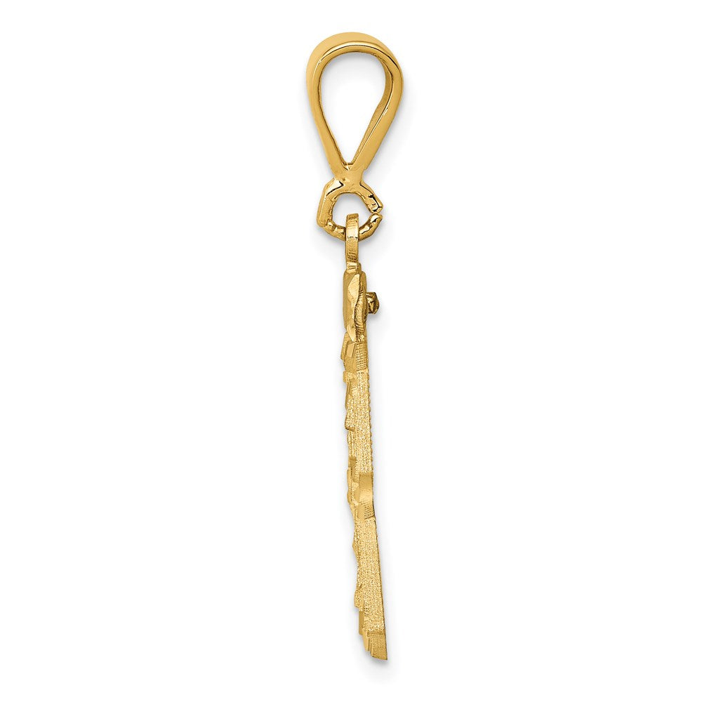14k Yellow Gold Medium Diamond-cut Number 33 Charm