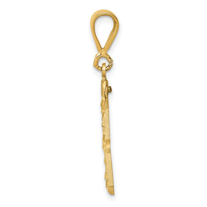 14k Yellow Gold Medium Diamond-cut Number 33 Charm