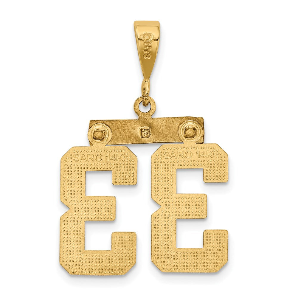 14k Yellow Gold Medium Diamond-cut Number 33 Charm