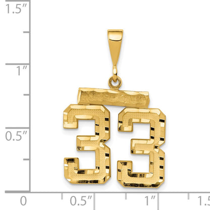 14k Yellow Gold Medium Diamond-cut Number 33 Charm