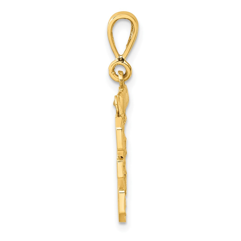 14k Yellow Gold Medium Diamond-cut Number 35 Charm