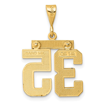 14k Yellow Gold Medium Diamond-cut Number 35 Charm