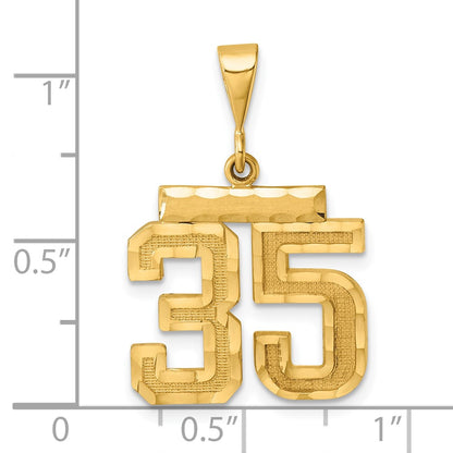 14k Yellow Gold Medium Diamond-cut Number 35 Charm