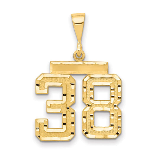 14k Yellow Gold Medium Diamond-cut Number 38 Charm