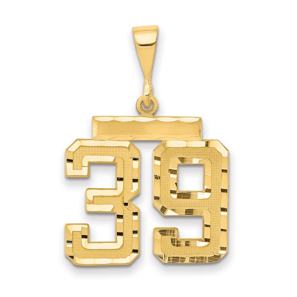 14k Yellow Gold Medium Diamond-cut Number 39 Charm