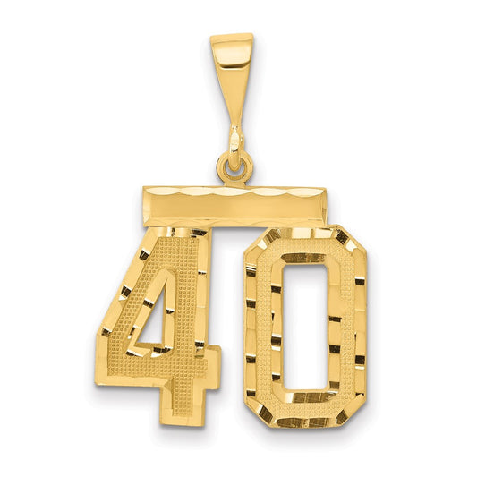 14k Yellow Gold Medium Diamond-cut Number 40 Charm