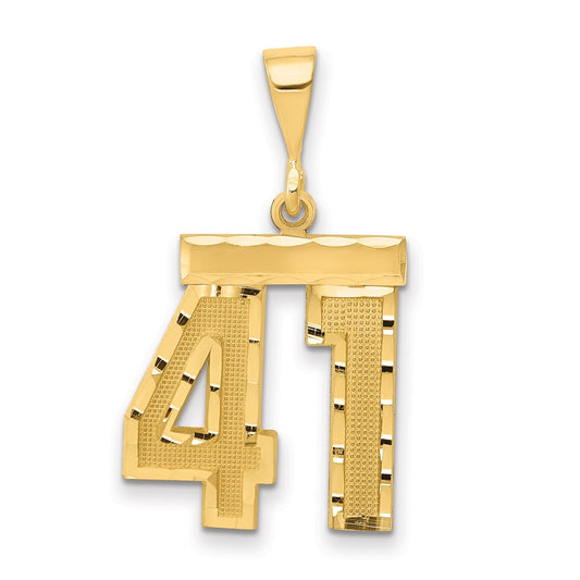 14k Yellow Gold Medium Diamond-cut Number 41 Charm