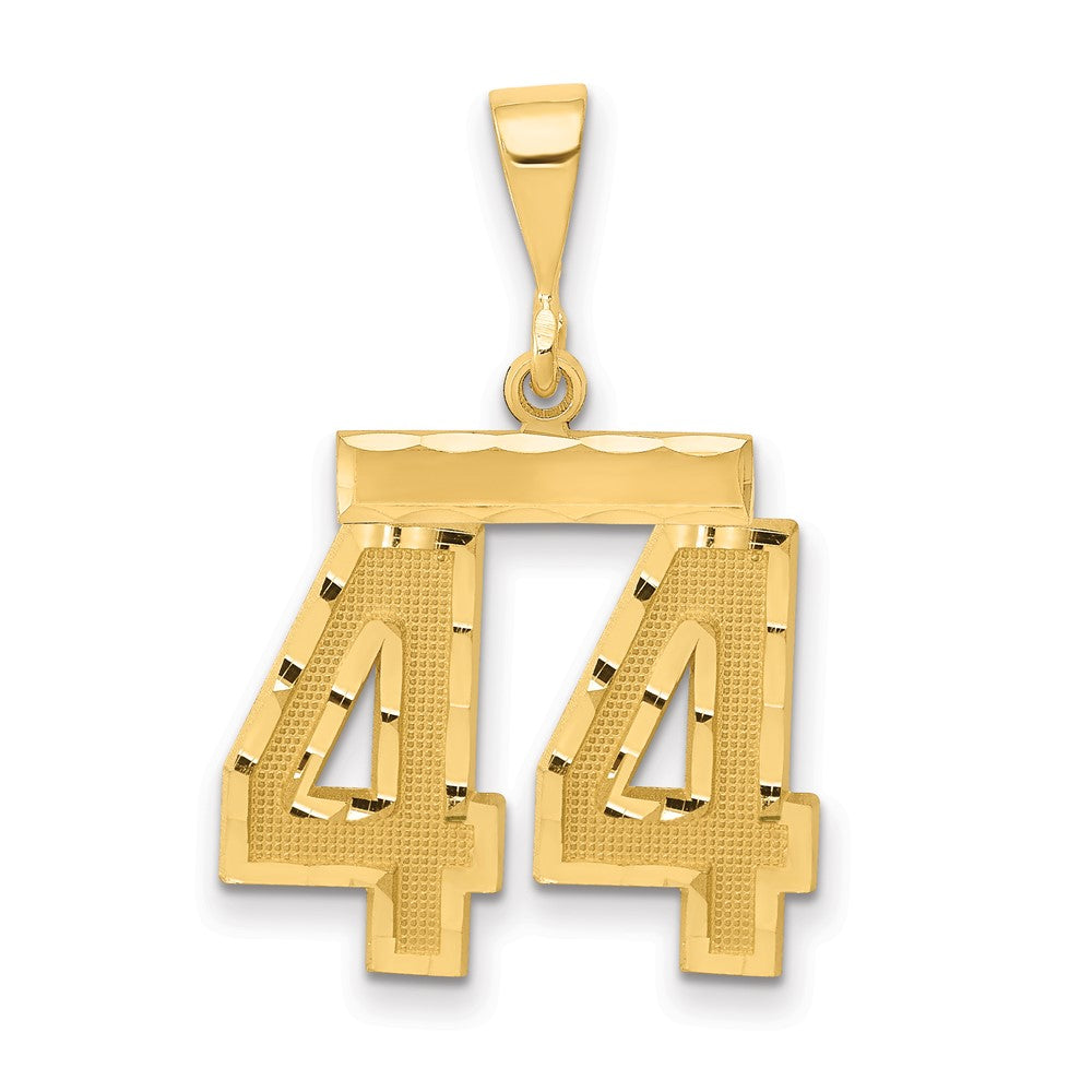 14k Yellow Gold Medium Diamond-cut Number 44 Charm