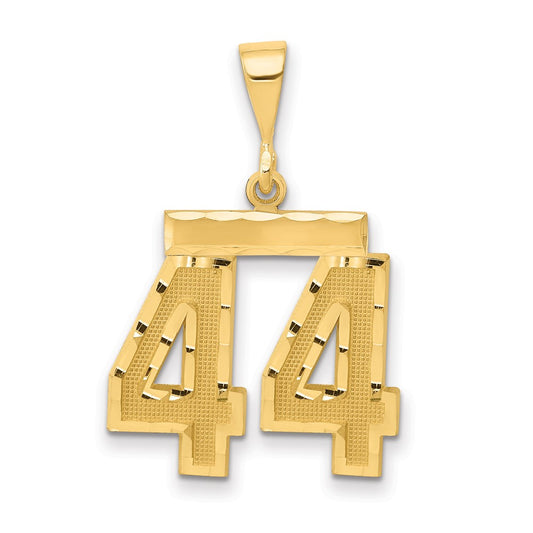 14k Yellow Gold Medium Diamond-cut Number 44 Charm