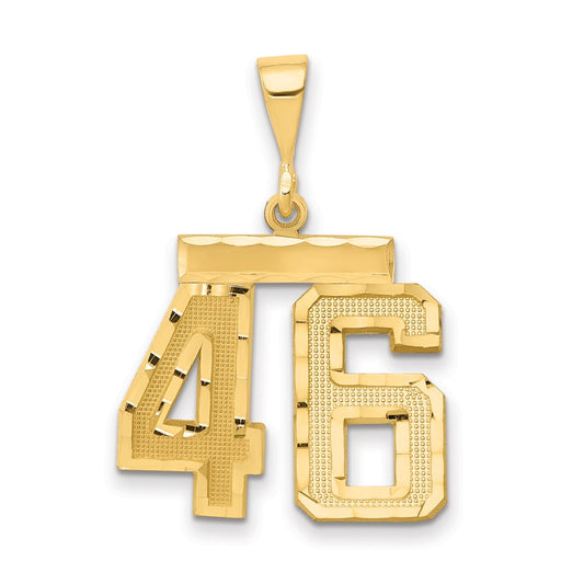 14k Yellow Gold Medium Diamond-cut Number 46 Charm