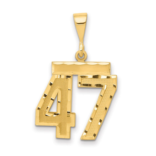 14k Yellow Gold Medium Diamond-cut Number 47 Charm