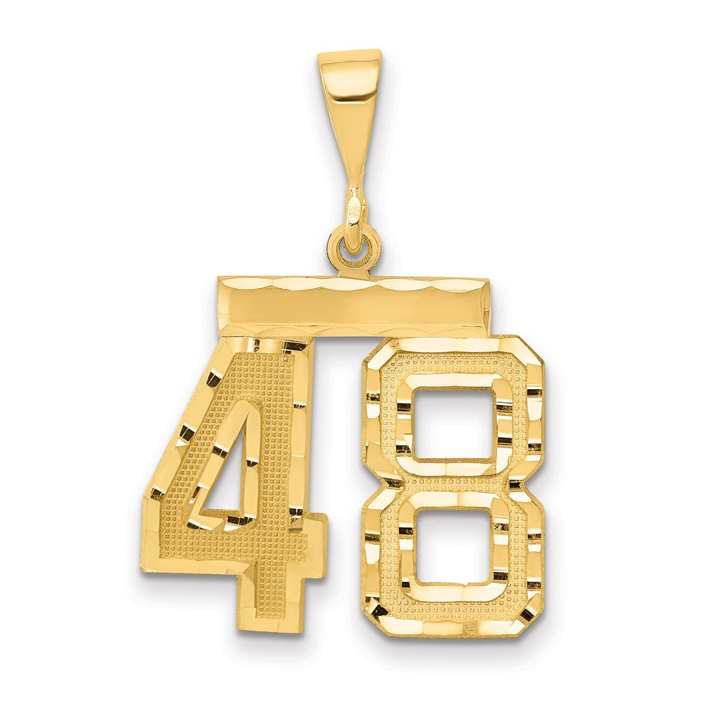 14k Yellow Gold Medium Diamond-cut Number 48 Charm