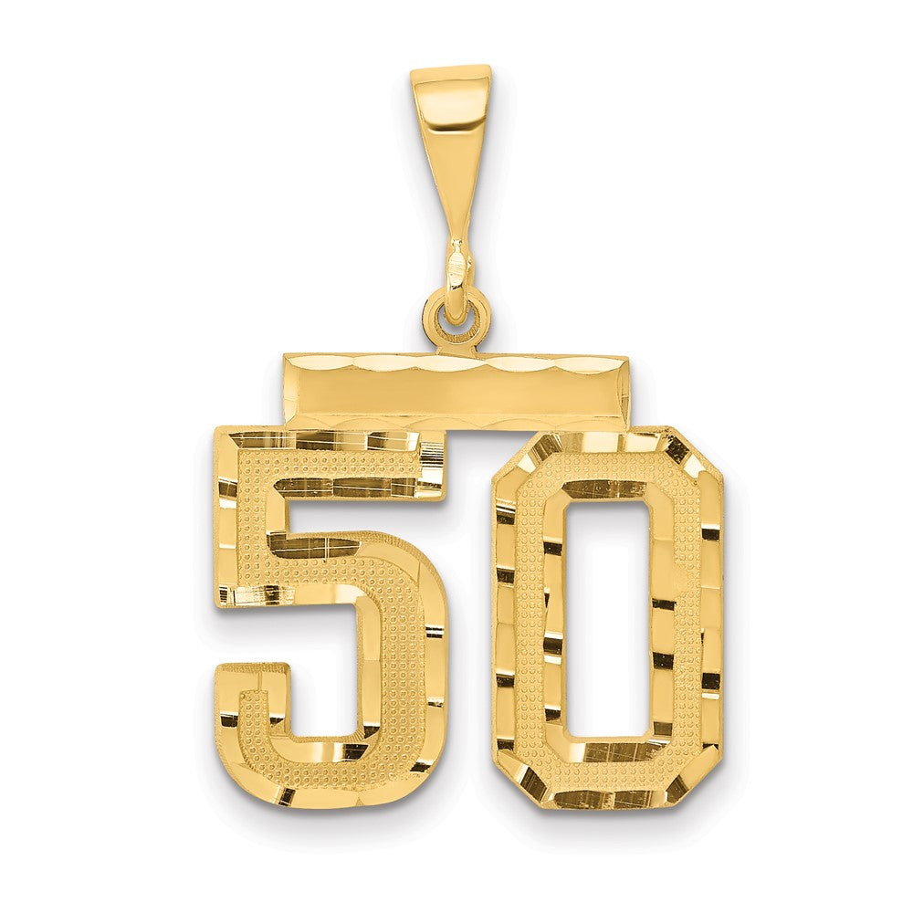 14k Yellow Gold Medium Diamond-cut Number 50 Charm