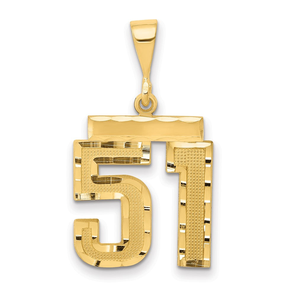 14k Yellow Gold Medium Diamond-cut Number 51 Charm