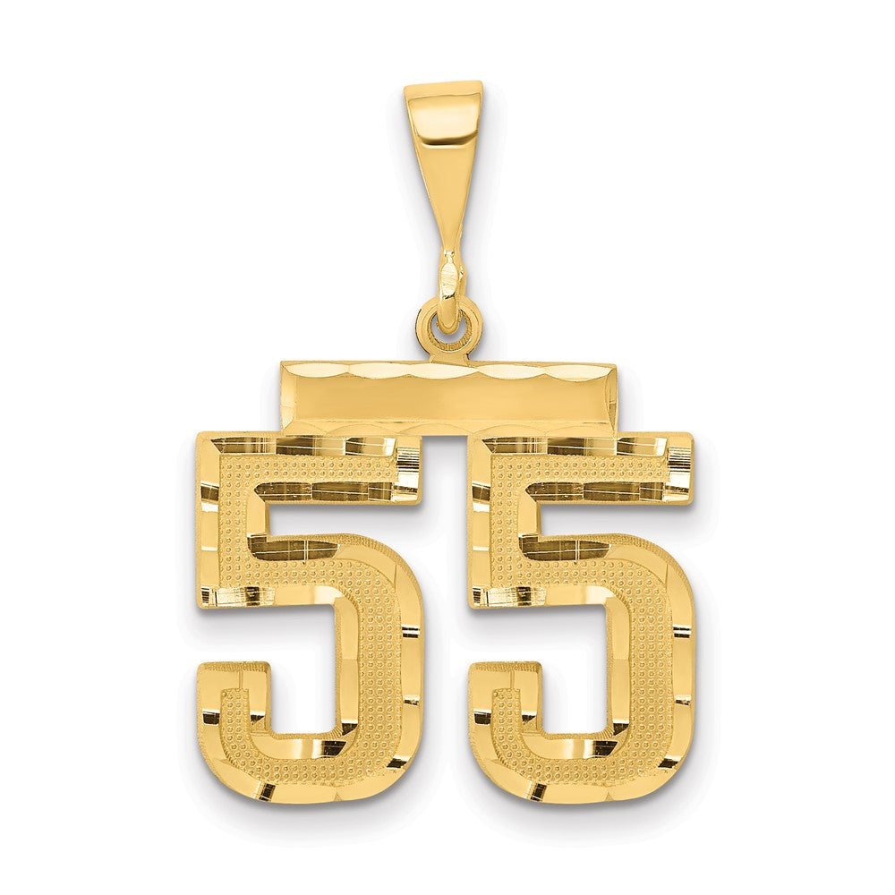 14k Yellow Gold Medium Diamond-cut Number 55 Charm
