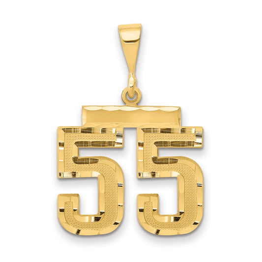 14k Yellow Gold Medium Diamond-cut Number 55 Charm