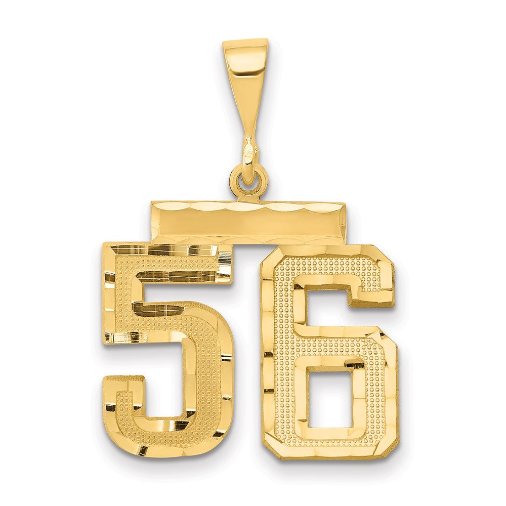 14k Yellow Gold Medium Diamond-cut Number 56 Charm