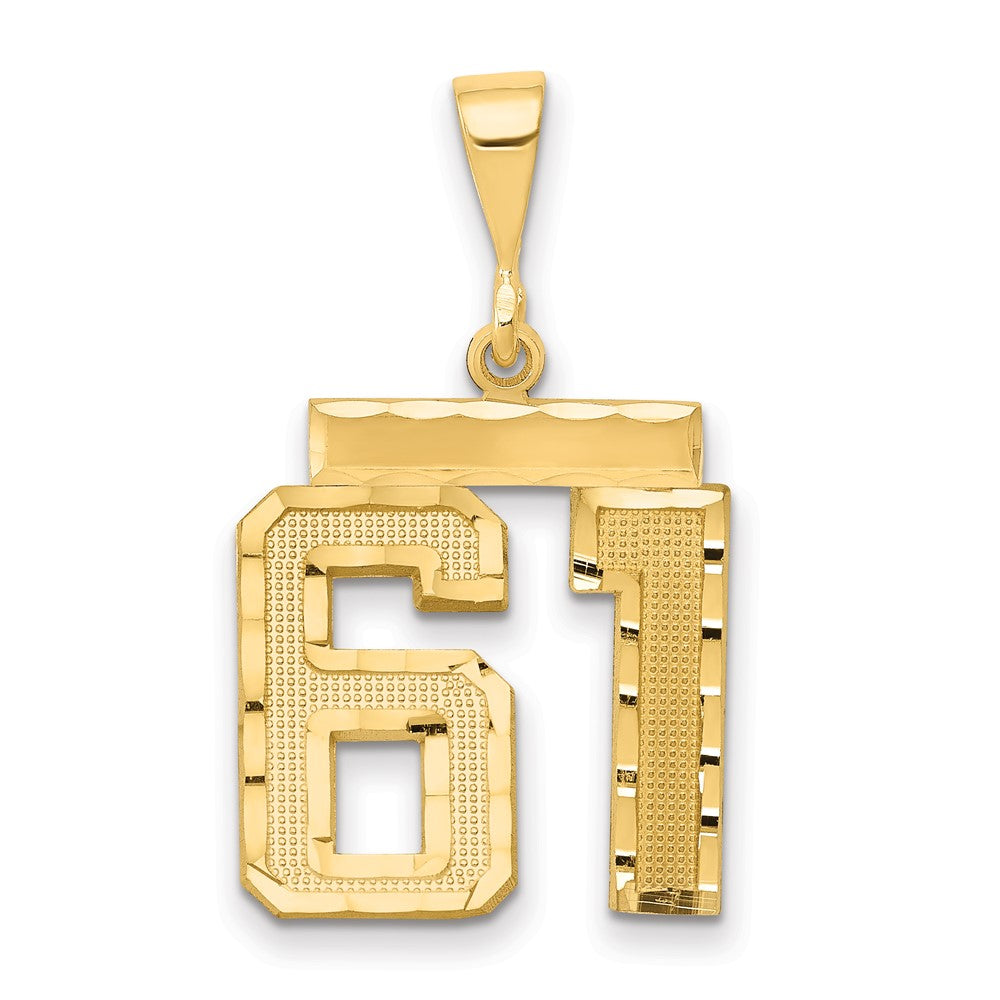 14k Yellow Gold Medium Diamond-cut Number 61 Charm