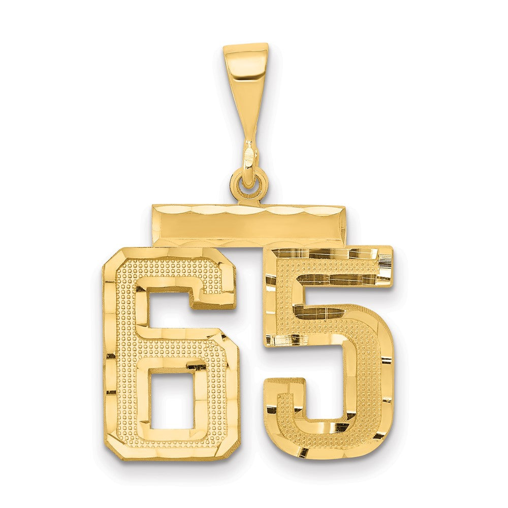 14k Yellow Gold Medium Diamond-cut Number 65 Charm