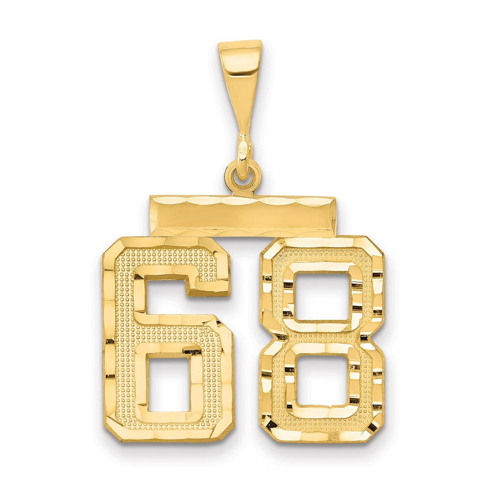 14k Yellow Gold Medium Diamond-cut Number 68 Charm
