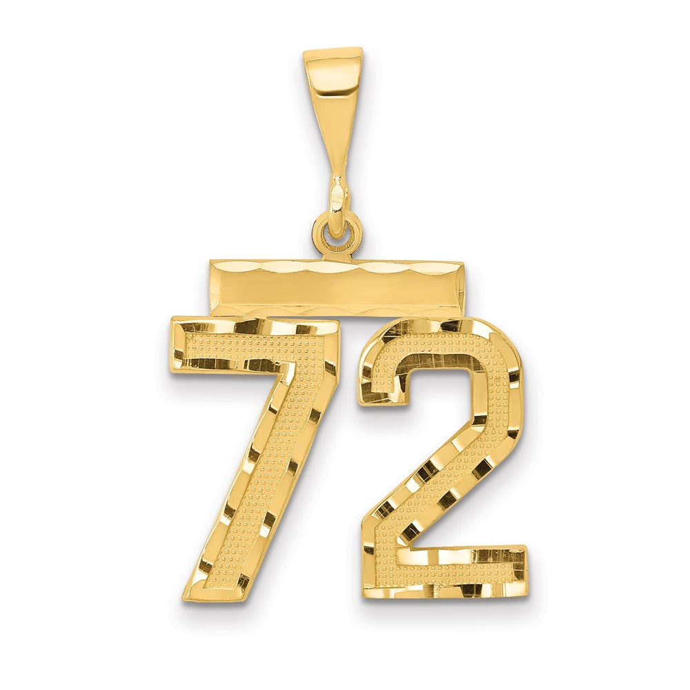 14k Yellow Gold Medium Diamond-cut Number 72 Charm
