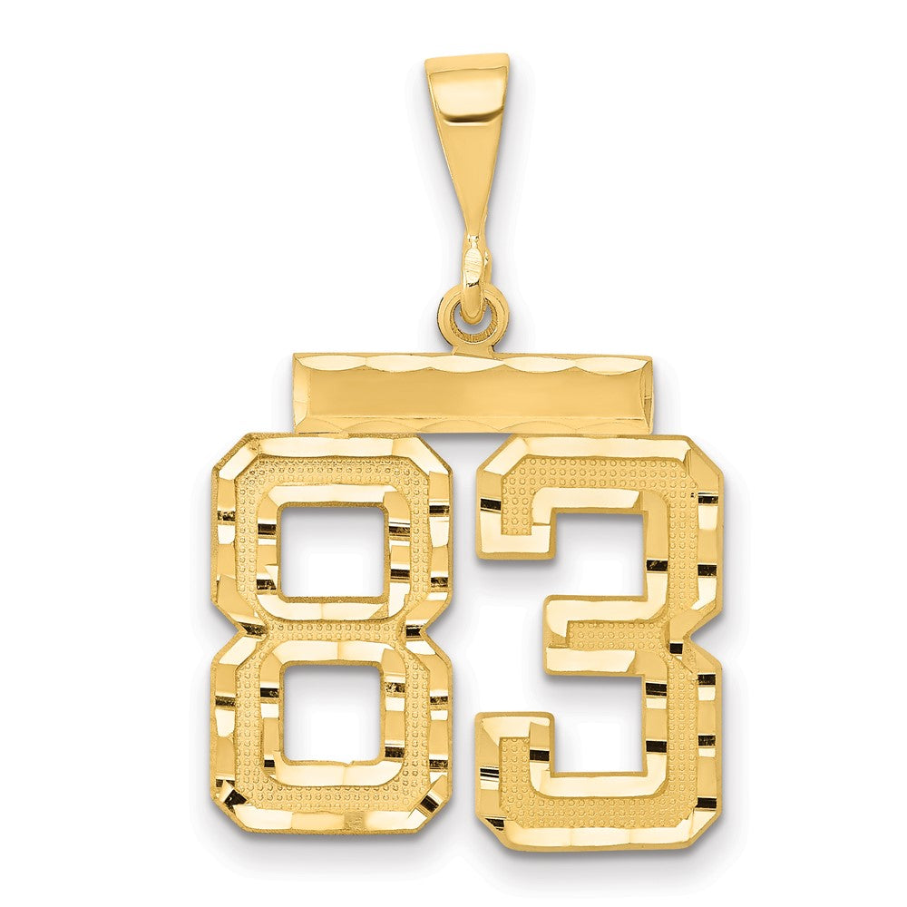 14k Yellow Gold Medium Diamond-cut Number 83 Charm