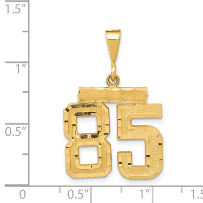 14k Yellow Gold Medium Diamond-cut Number 85 Charm
