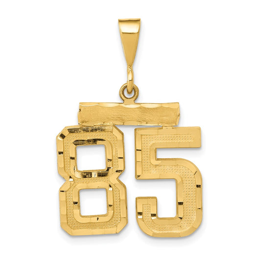 14k Yellow Gold Medium Diamond-cut Number 85 Charm