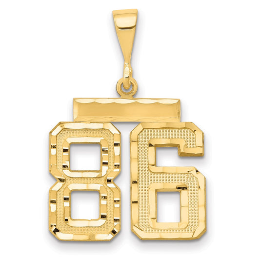 14k Yellow Gold Medium Diamond-cut Number 86 Charm