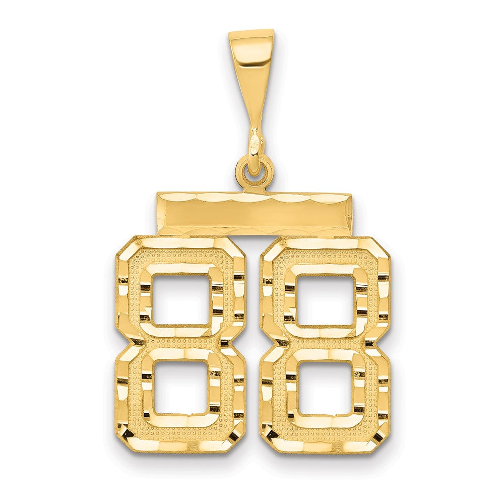 14k Yellow Gold Medium Diamond-cut Number 88 Charm