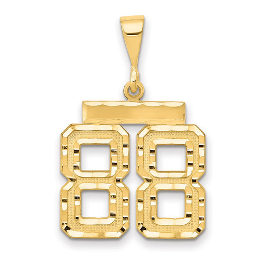 14k Yellow Gold Medium Diamond-cut Number 88 Charm