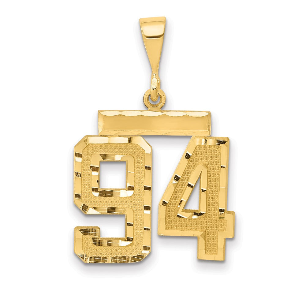 14k Yellow Gold Medium Diamond-cut Number 94 Charm