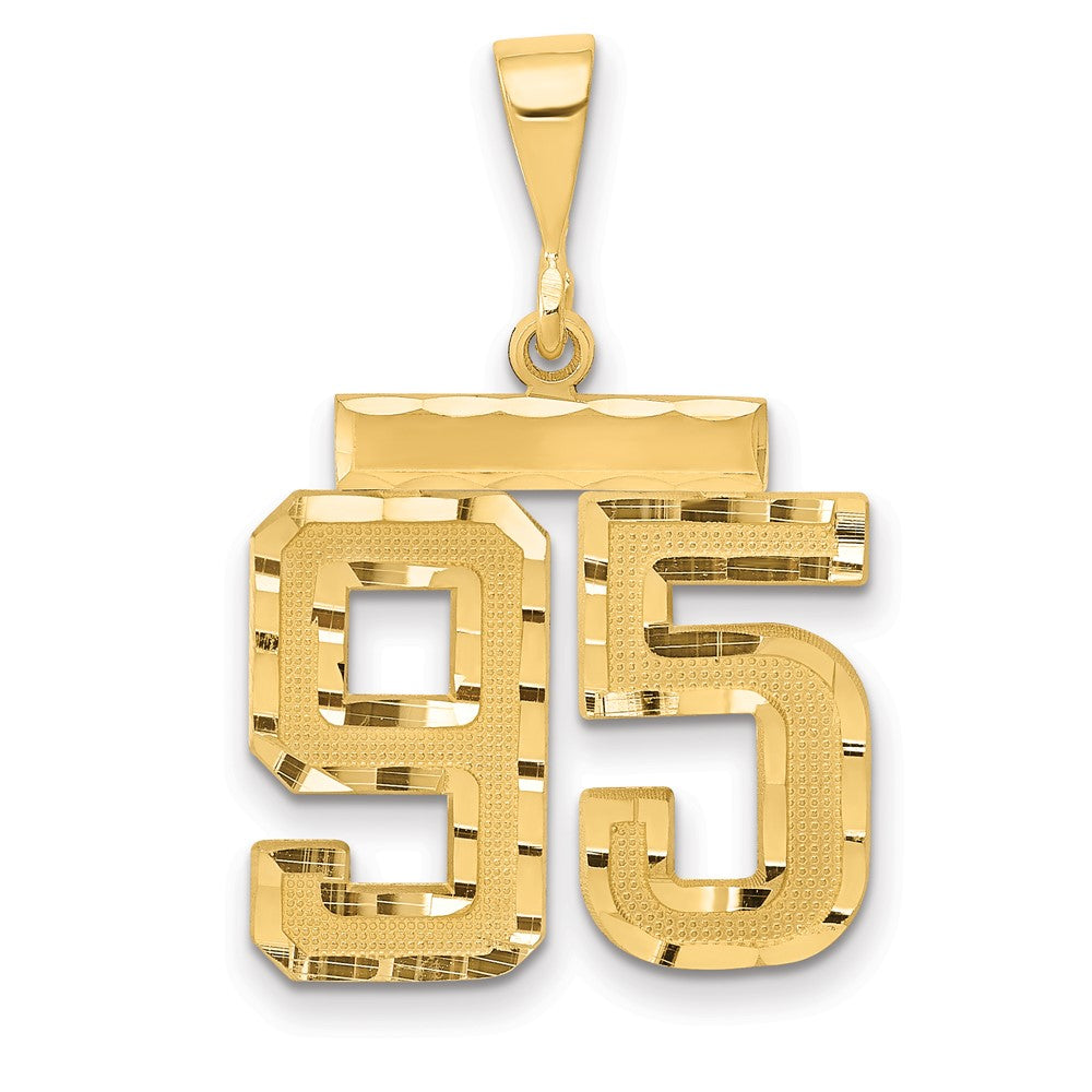 14k Yellow Gold Medium Diamond-cut Number 95 Charm