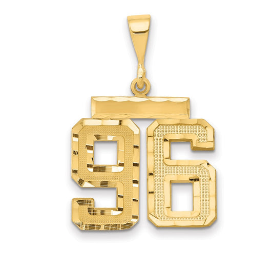 14k Yellow Gold Medium Diamond-cut Number 96 Charm