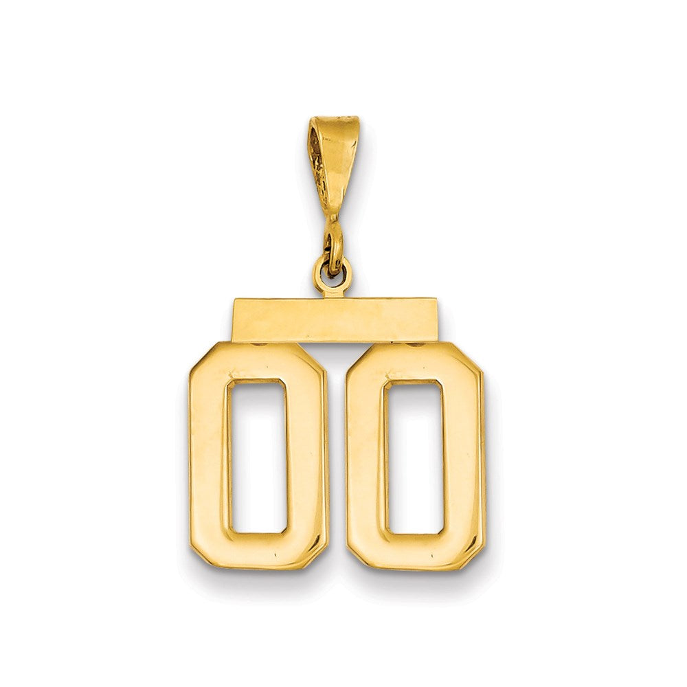 14k Yellow Gold Medium Polished Number 00 on Top Charm