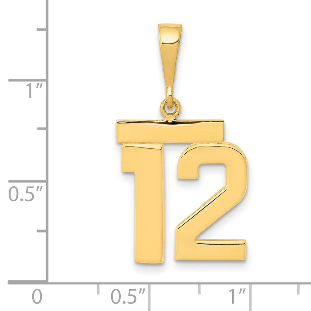 14k Yellow Gold Medium Polished Number 12 Charm